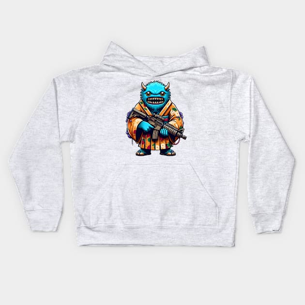 Shooting monster Kids Hoodie by Japanese Fever